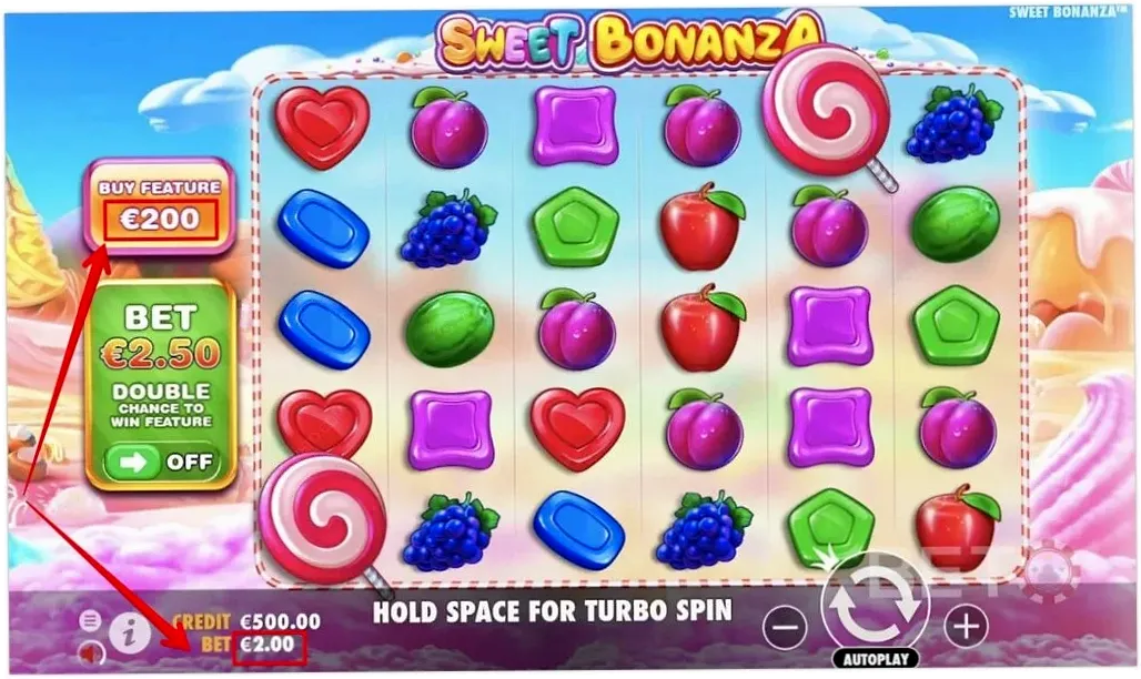 Sweet Bonanza demo mode interface