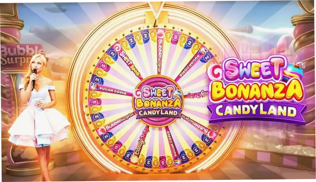 Sweet Bonanza CandyLand wheel and host